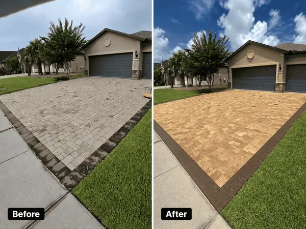 Freshly cleaned and resealed driveway pavers by HydroSeal