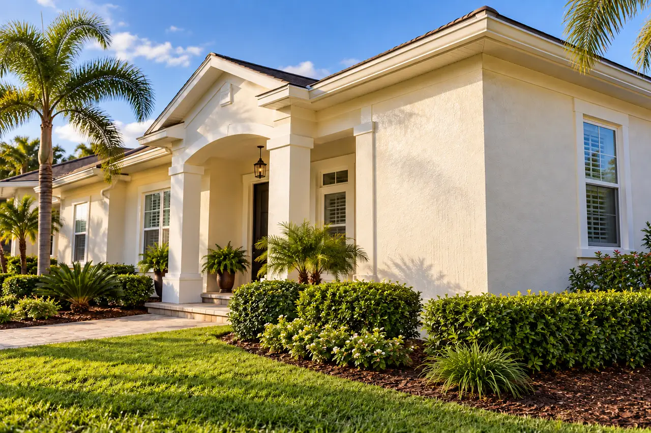 Illustration of a clean Florida stucco home